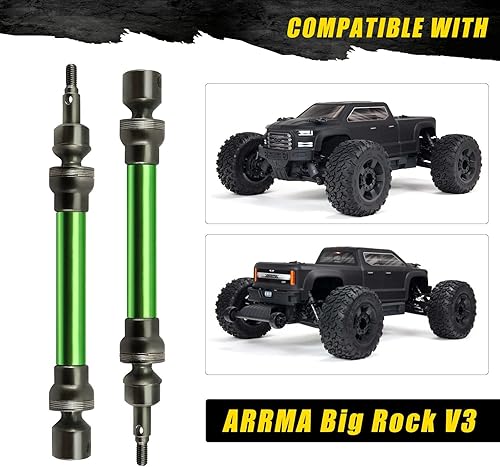Miniatura 3 de RCAWD Juego de eje de transmisión delantero y trasero 4X deslizante para 110 Arrma 3s Blx New Big Rock Monster Truck (verde)