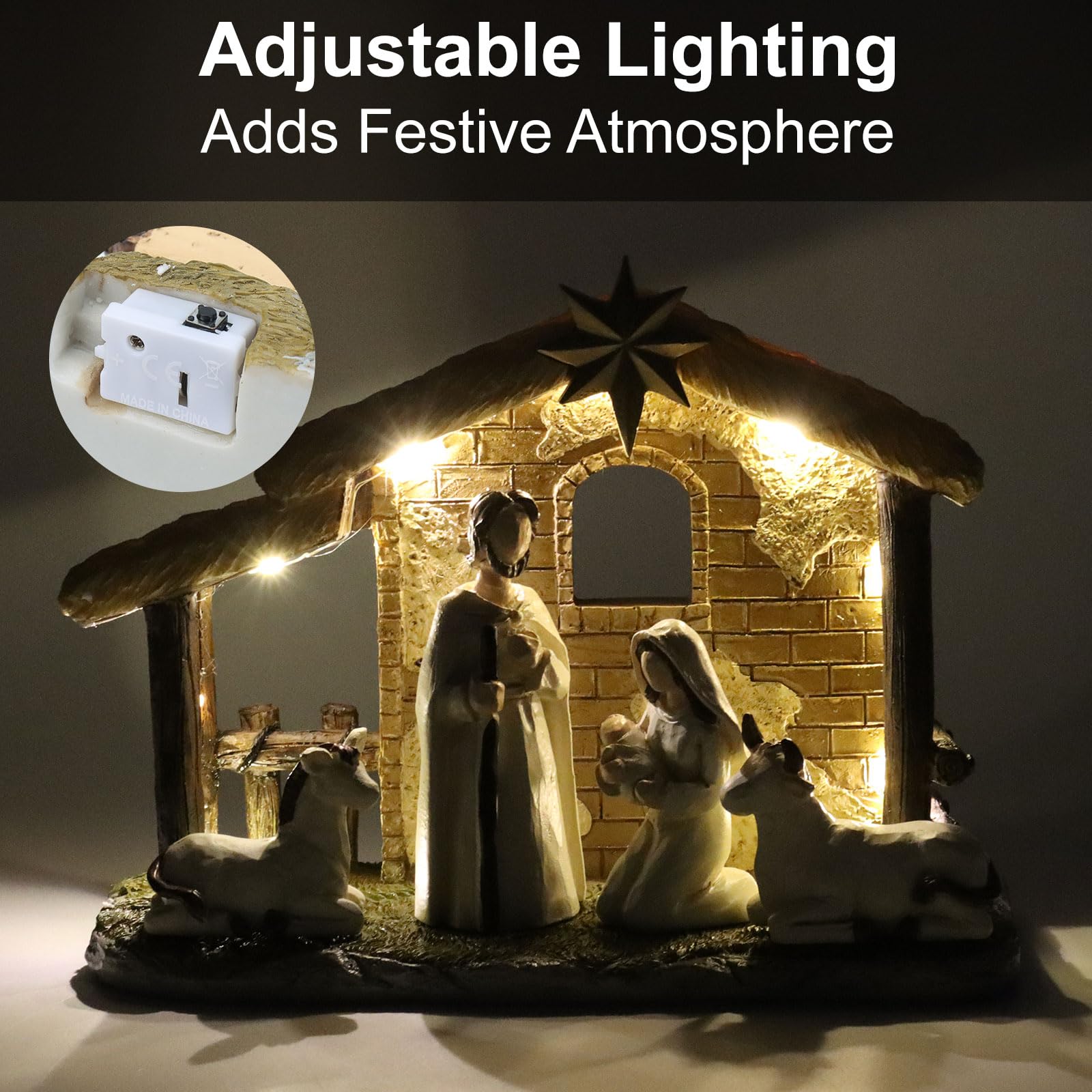 Hebaogugu Christmas Nativity Set, 2025 Xmas Nativity Scenes with Light - Image 3