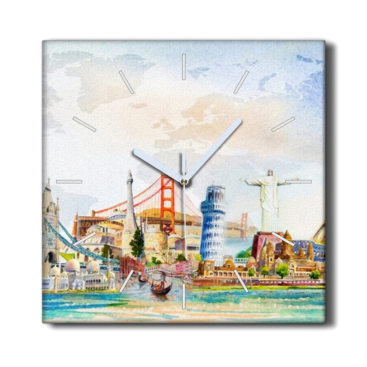 Horloge sur Toile Fine Art 30x30cm Coloray Impression Monuments Rendu Premium Centre
