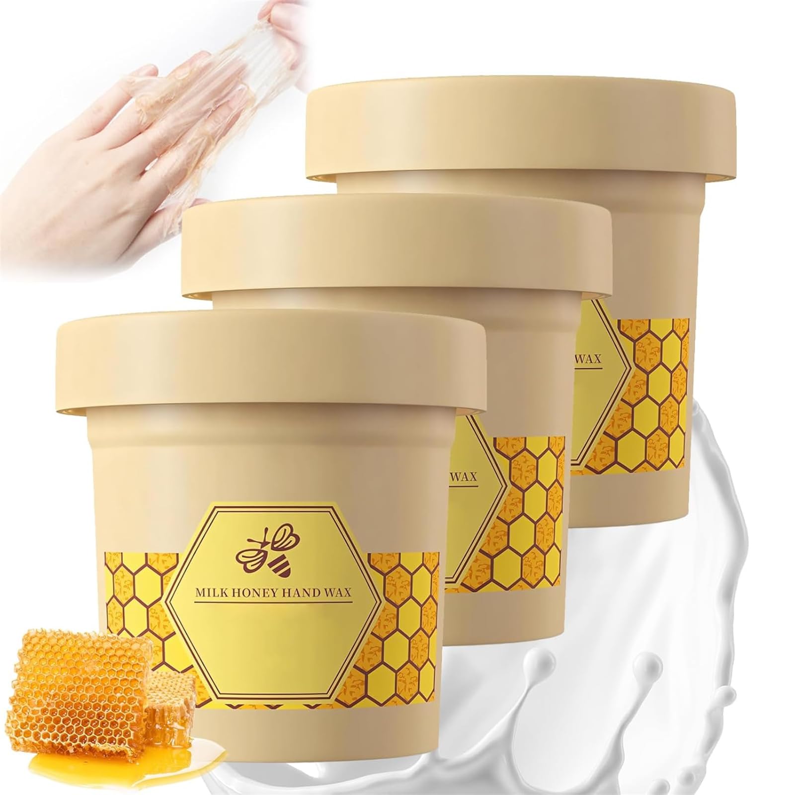 Honigmilchwachs-Handmaske, Handmaske, Milch, Honig, Peeling-Handwachs, Handpeeling-Maske für die Hand, feuchtigkeitsspendende Handmasken, feuchtigkeitsspendender Handschuh, für alle Hauttypen (300 g,