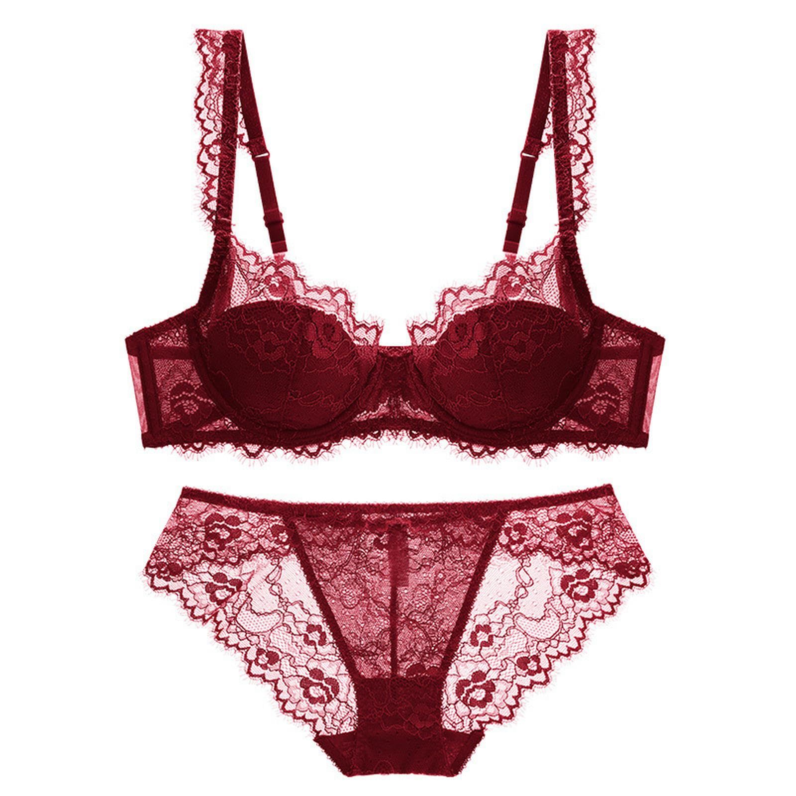 Sujetadores Sujetador De Encaje Sexy, Conjunto Lencería Roja Fina Y Push-up, Francés Puro Seductor-verde-32 70c