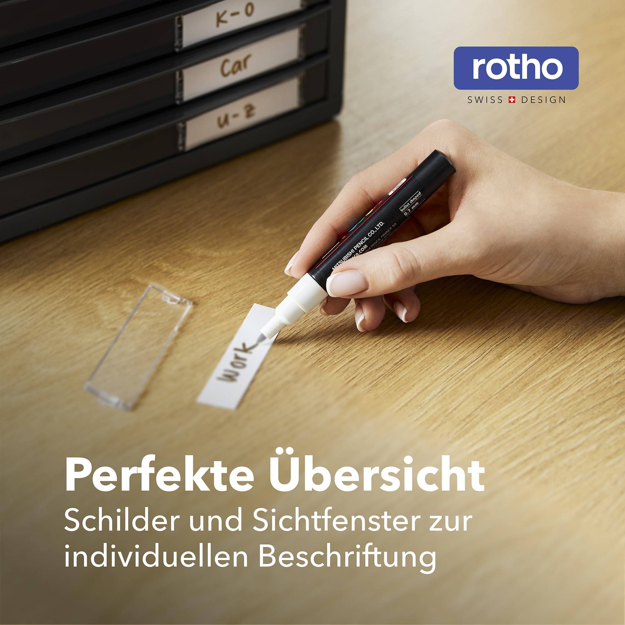 Rotho Timeless Schubladenbox / Bürobox mit 5 Schüben, Kunststoff (PS) BPA-frei, anthrazit, (34.5 x 29.0 x 32.0 cm)