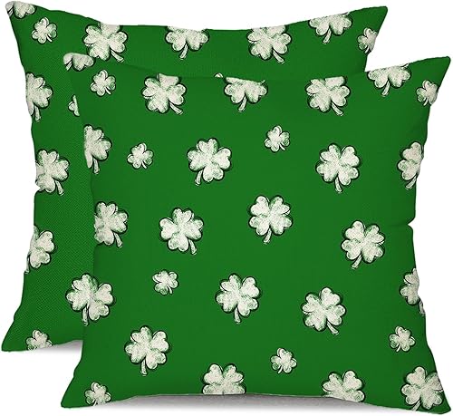 DFXSZ Fundas de almohada del Día de San Patricio de 18 x 18 pulgadas, decoración de tréboles de la suerte para cojines, fundas de almohada del día