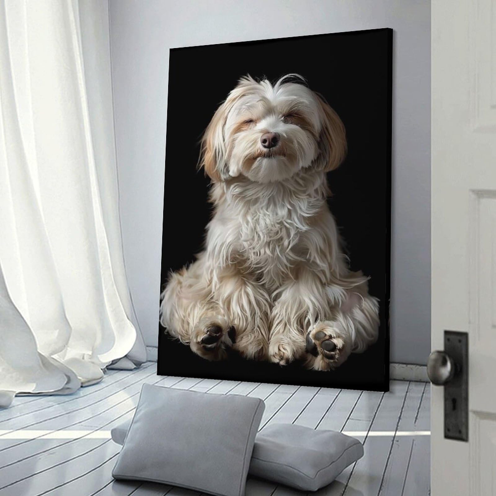 Junmoney Havanese Yoga Relax Hanging Wall Art, 24x36inch(60x90cm), for Bedroom Walls, Guest Spaces Or Lounges, An Easy Wall Refresh for Bedrooms