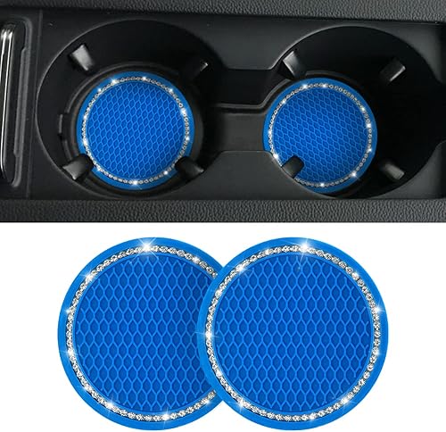 Miniatura 10 de Juego de 2 posavasos universales con diamantes de imitación, accesorios de automóvil de 2.75 pulgadas, adecuado para la mayoría de interiores