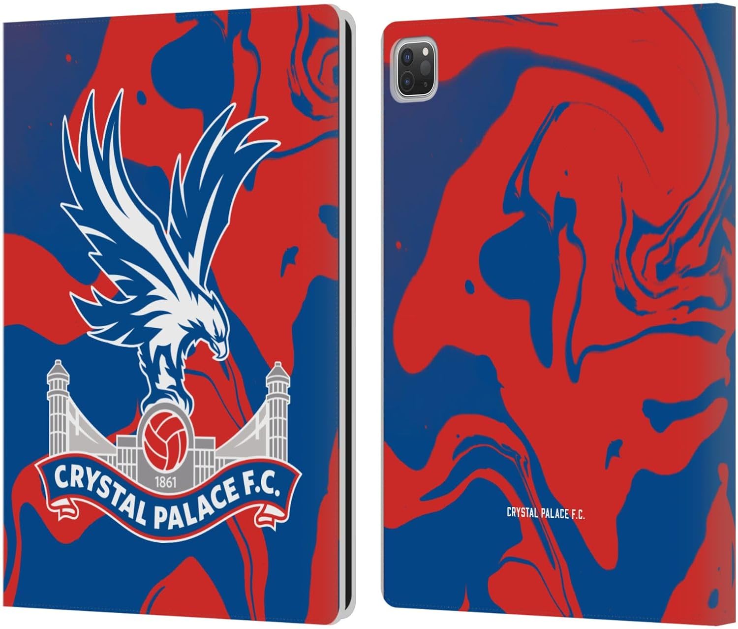 Head Case Designs Officially Licensed Crystal Palace FC Red and Blue Marble Crest Leather Wallet Case Compatible with Apple iPad Pro 13 M4 2024
