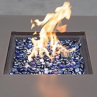 Vista 5 de onlyfire Cuentas de vidrio planas para hoguera de propano, rocas de vidrio reflectantes de 1/2 pulgada, canicas planas de 10 libras para chimenea
