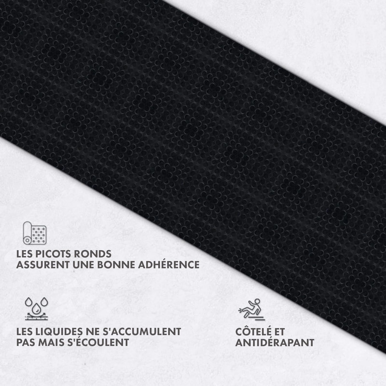 Tapis Alvéolé En Caoutchouc Avec Bord 12,5 Mm - 70 X 90 Cm - GRIS