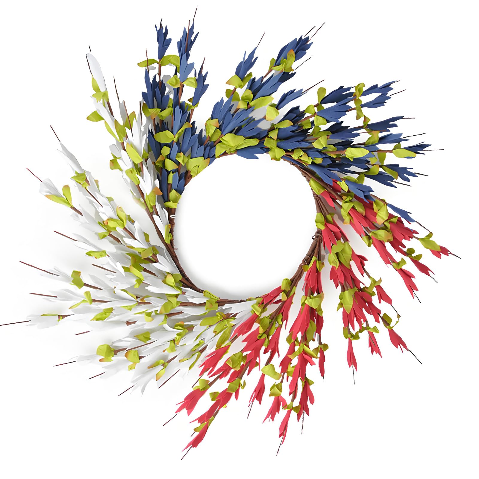 Kalttoy Patriotic Themed Artificial Floral Wreath Floral Garlands Perfect for Independence Day and Outdoor Decorations Home Celebration Accessories