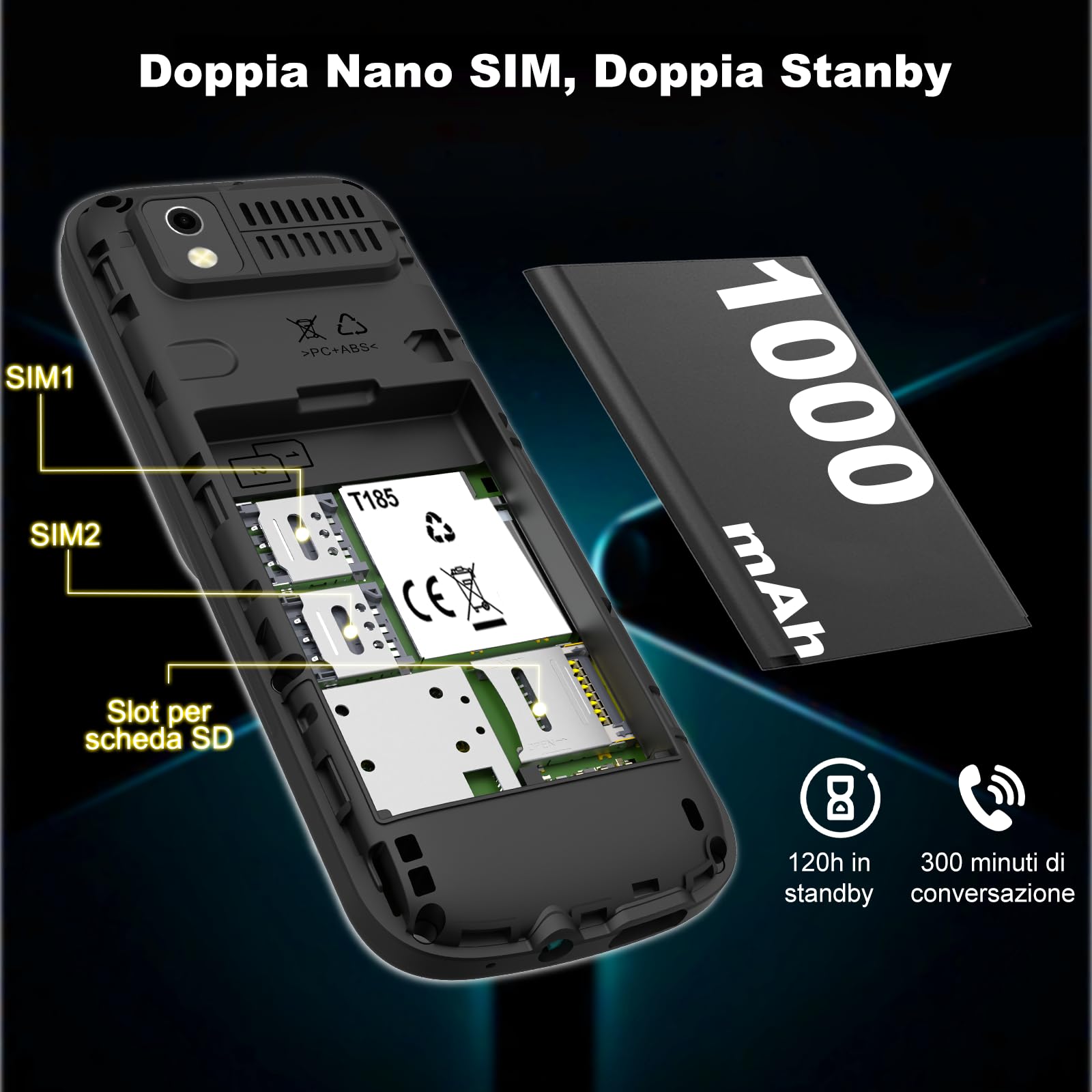 uleway 4G Telefono Cellulare per Anziani, Cellulari Anziani con Tasti Grandi, Supporto SIM Doppio, LCD da 1,77 pollici, Chiamata Rapida, Volume Alto, Torcia, Ricarica USB-C