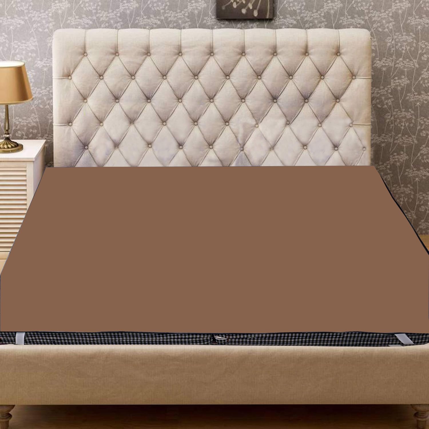 DREAM FASHION PVC Plain 100% Waterproof Premium Mattress Protector | Breathable and Hypoallergenic Ultra Soft Fitted Bed Protector (72x78, Beige)-image-18