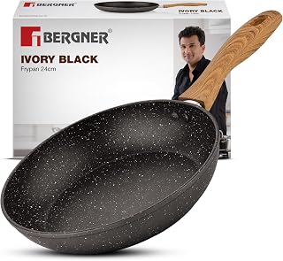 Bergner Ivory Black Granite 24cm Non-Stick Frypan, 3-Layer Marble Healthy Non-Stick Coating, Forged Aluminium, Soft Touch Price In India