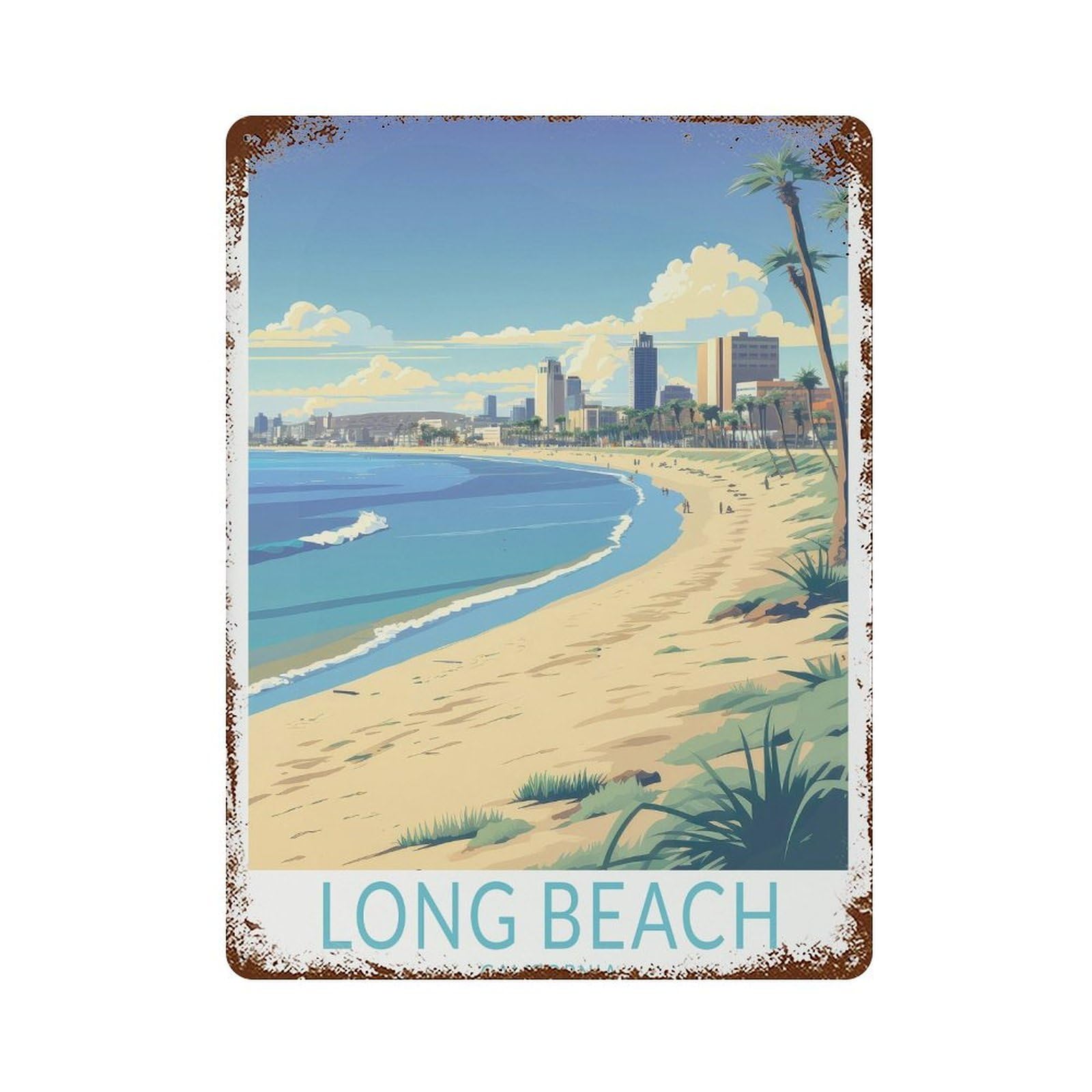 xiaoxiaoshen Long Beach Travel California Coastal, Gift Decor (2) Wall Decor Art Metal Tin Poster Modern Home Decor Art Home Bar Shop Decorations Vintage Sign 40x30cm