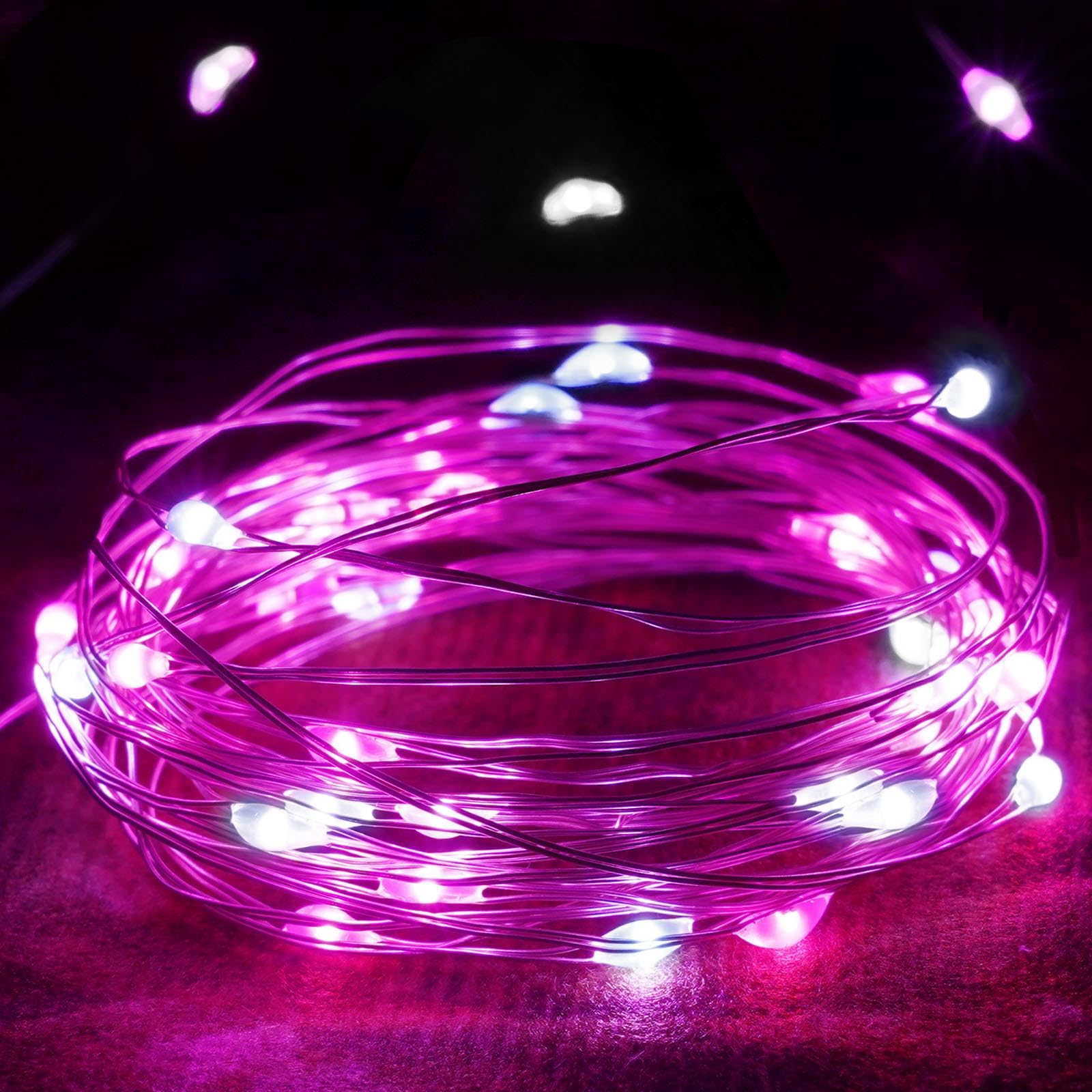 Paquete de 4 50 luces LED de hadas que funcionan con pilas con temporizador, luces de Navidad estrelladas impermeables de 16 pies para exteriores e interiores, regalo para el hogar, boda, decoración