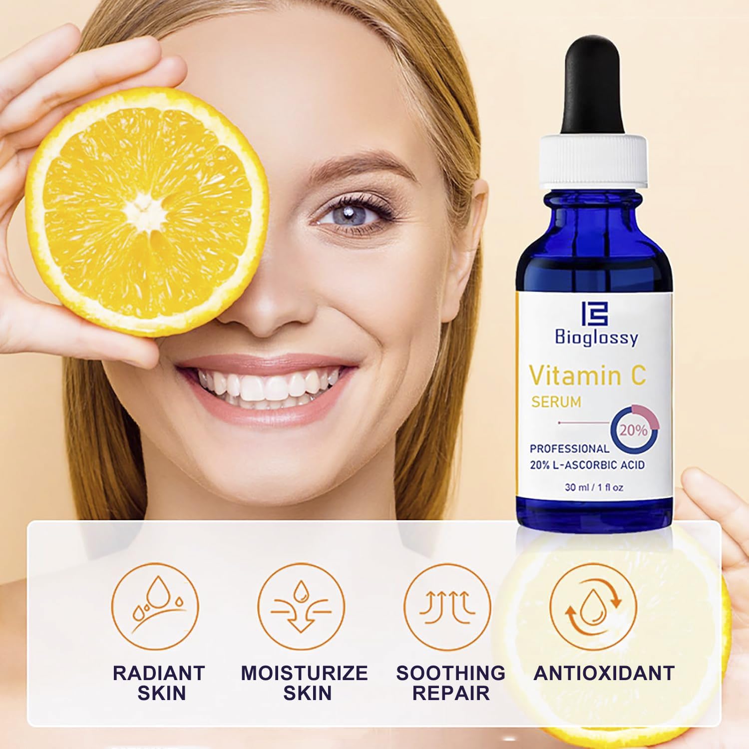 Vitamin C Serum 20%, Professional Vitamin C Face Serum Anti Aging Skin Care, Enhance Skin Radiance Reduce Fine Lines & Wrinkles for Women - Image 2
