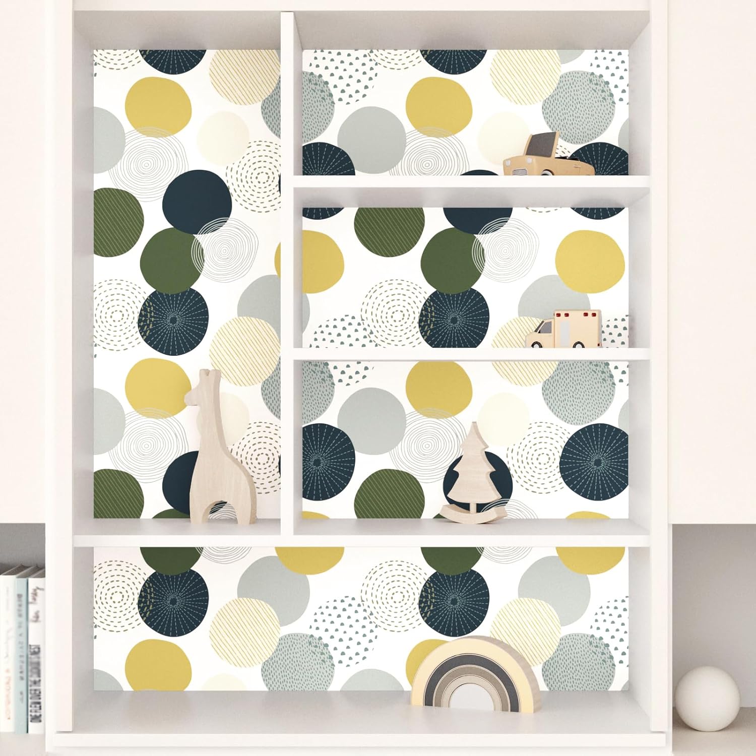 Boho Geometric Peel and Stick Wallpaper for Walls Bedroom Bathroom 17.5"x102" Modern Art Deco Wallpaper Abstract Circle Boho Contact Paper Self Adhesive Contact Paper for Cabinets Decor
