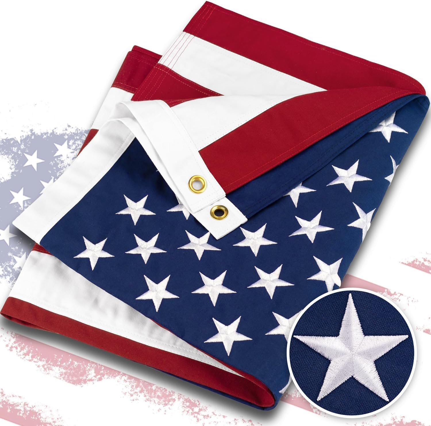 Deluxe Cotton American Flag 3x5 FT for Outside, Tear Resistant US Flags High Wind with Embroidered Stars, Sewn Stripes, the Best Indoor Outdoor Flags - Image 7