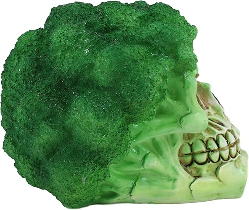 Miniatura 5 de Ebros - Estatua de cráneo de brócoli de verduras verdes de 6.25 pulgadas de largo con temática de ensalada de comida saludable, cabeza de esqueleto,