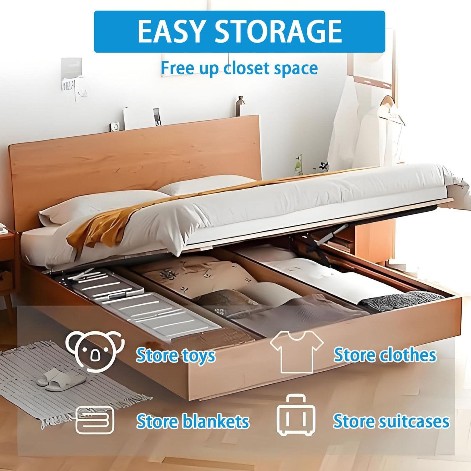 Mecanismo eléctrico de elevación de cama con control remoto, kit de elevación de almacenamiento resistente para marcos de cama y bases de sofá