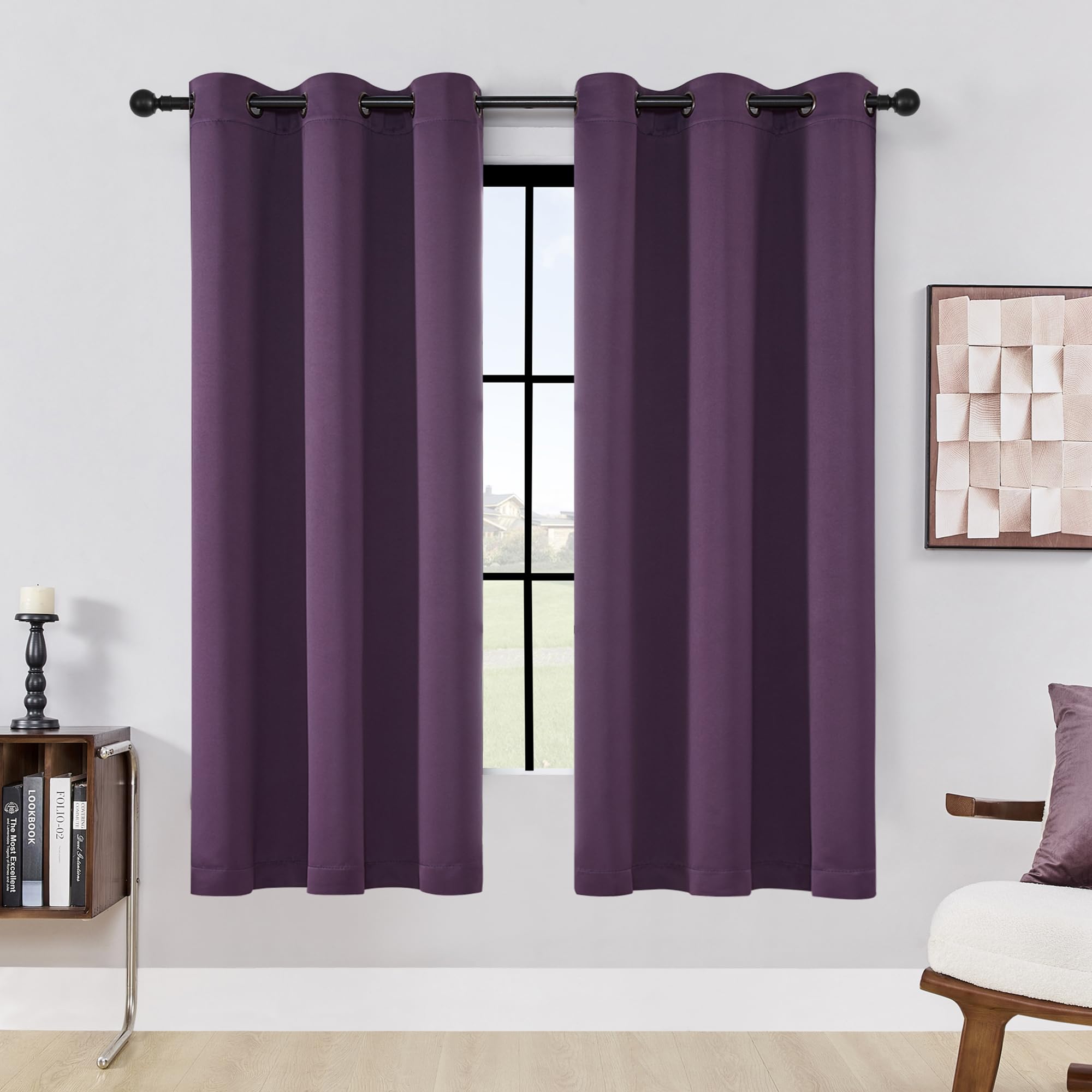 HUTO Blackout Window Curtains for Bedroom Living Room - Light Blocking Thermal Insulated Curtains Drapes with Antique Copper Grommet Sleep Well All