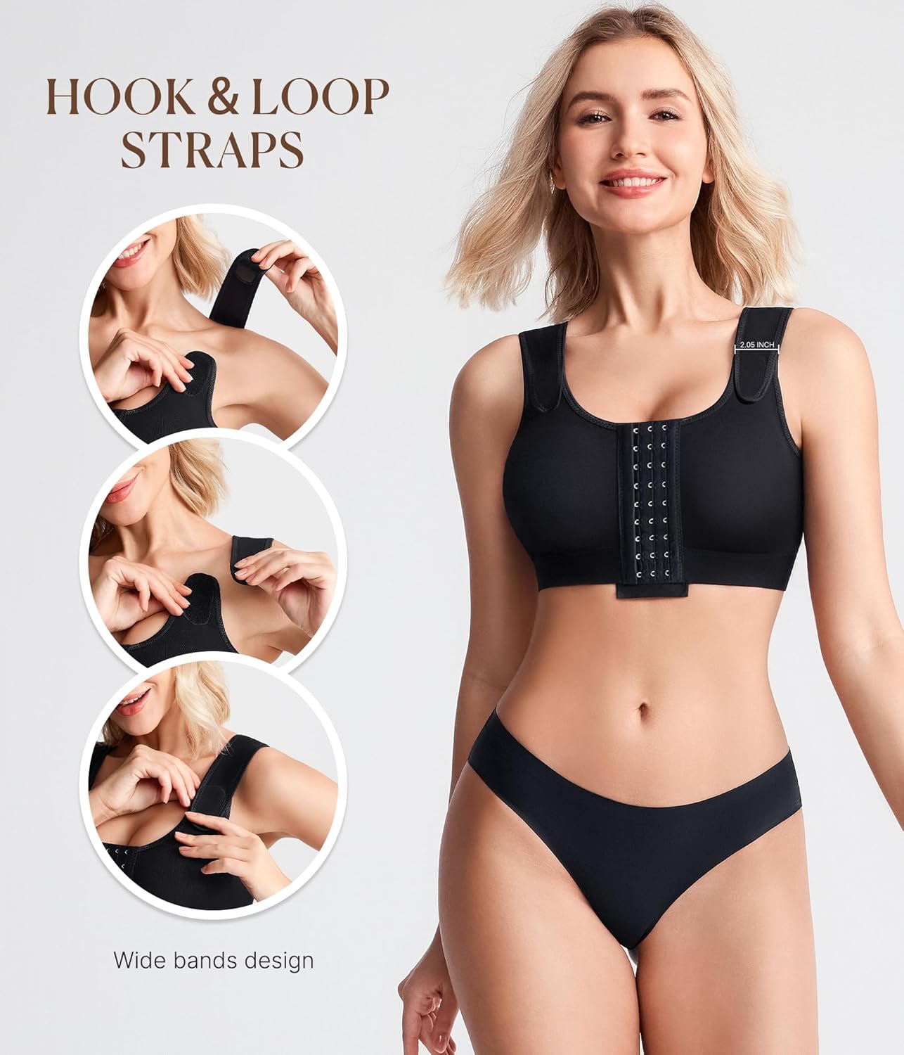 BRABIC Post Surgery Compression Bras for Women Front Closure Mastectomy Bra with Wide Adjustable Straps Wirefree - Image 3