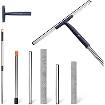 Window Squeegee Kit with Pole and Scrubber, 12" & 16" Set