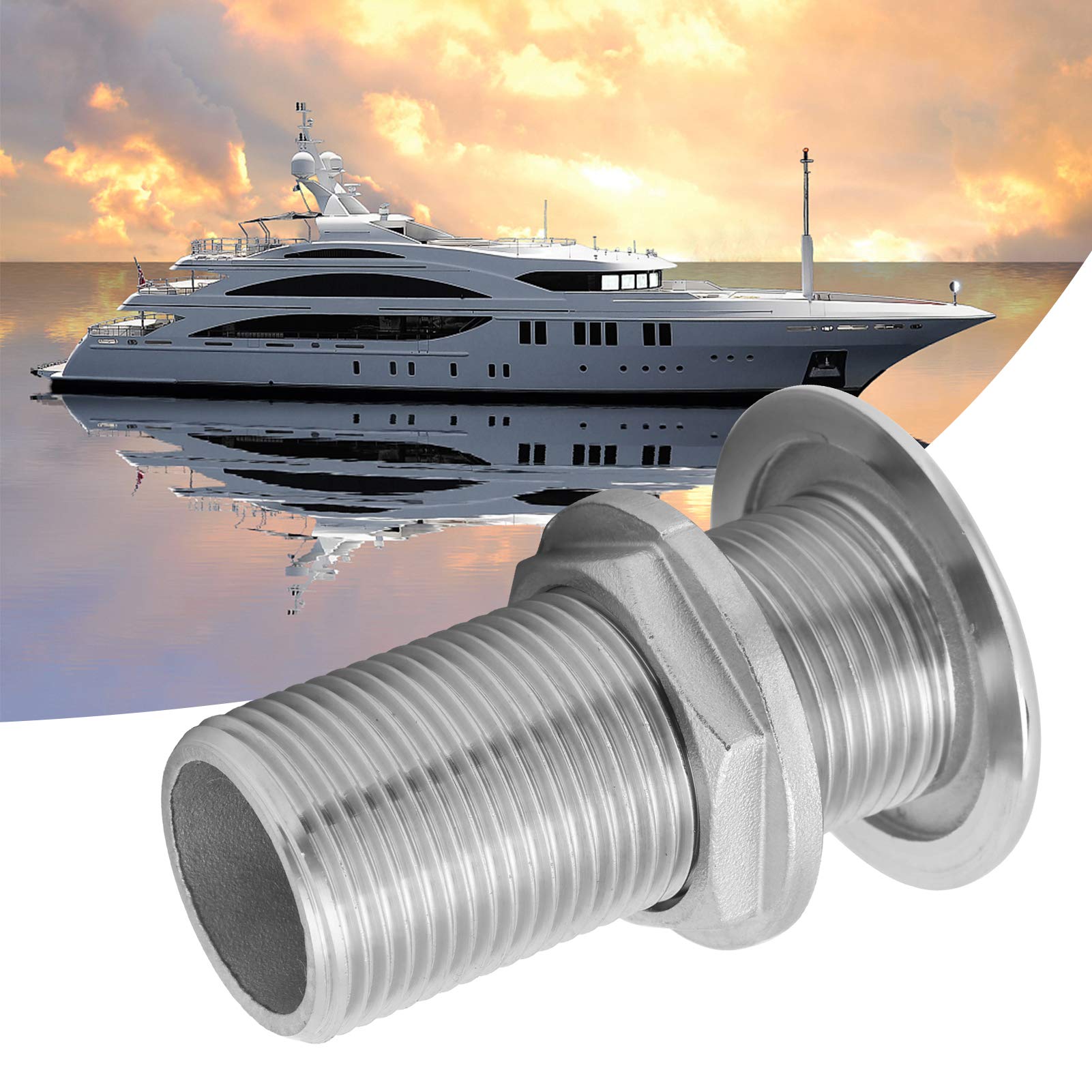 Tissting Accessorio per casco diritto marino 2 pezzi 1in 79mm - Connettore di scarico in acciaio inox 316 per barche e yacht, facile installazione e resistenza alla corrosione