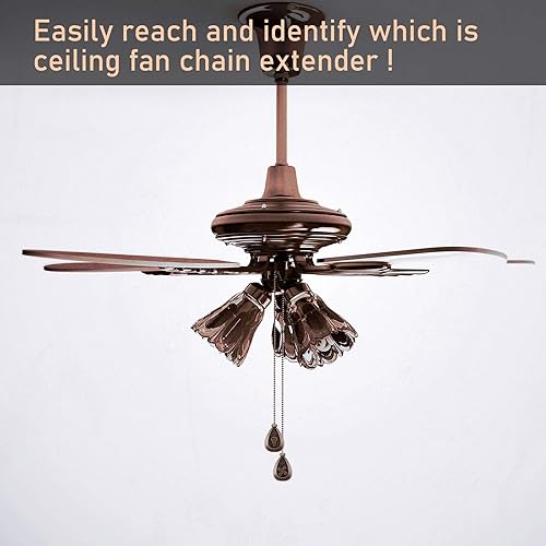 Miniatura 5 de Patelai Extensor de cadena de tracción para ventilador de techo, 4 piezas, cadena de tracción para ventilador de techo, colgante de bronce de 12