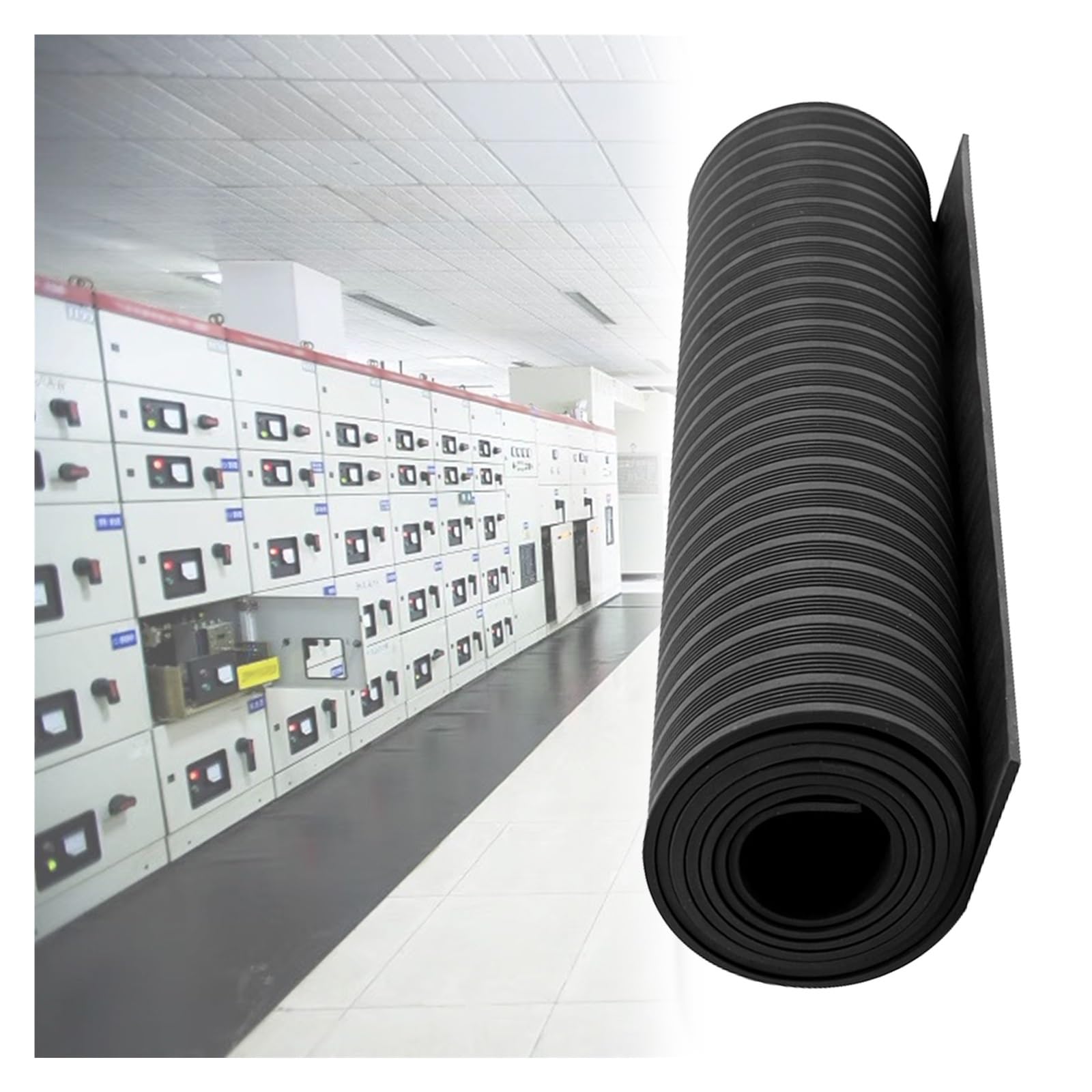 Insulating Rubber Floor Mats, High Voltage Insulated Electrical Safety Mat for Home Commercial Work Spaces, Anti-electrocution Switchboard Matting 4 8 12 16 20 24 28 32 Ft Long(LxWxT 3' x 3 1/5' x 2/5