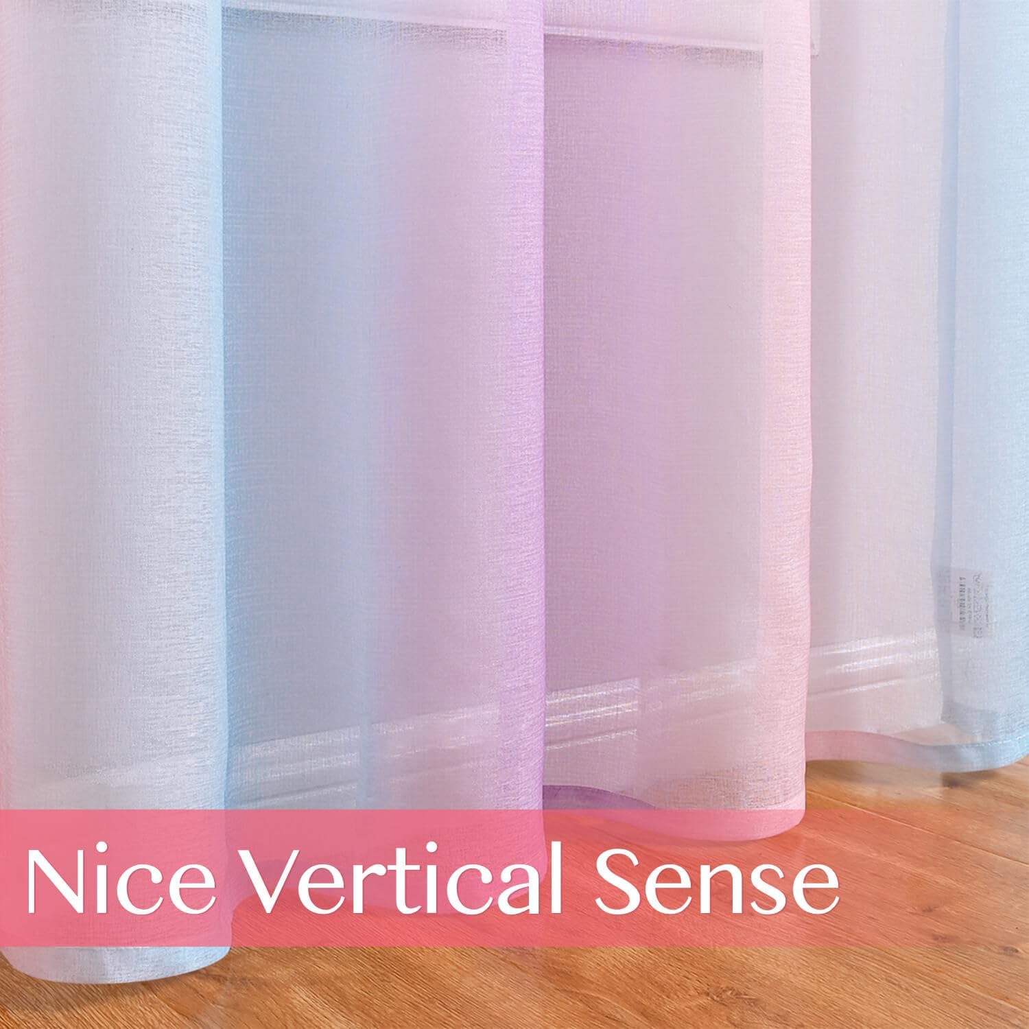 WUBODTI Rainbow Curtains for Girls Bedroom Decor 63 Inch Length, Unicorn Princess Theme Colorful Ombre Sheer Curtains Pink Purple and Blue Curtains for Nursery Kids Room Living Room, 2 Panels