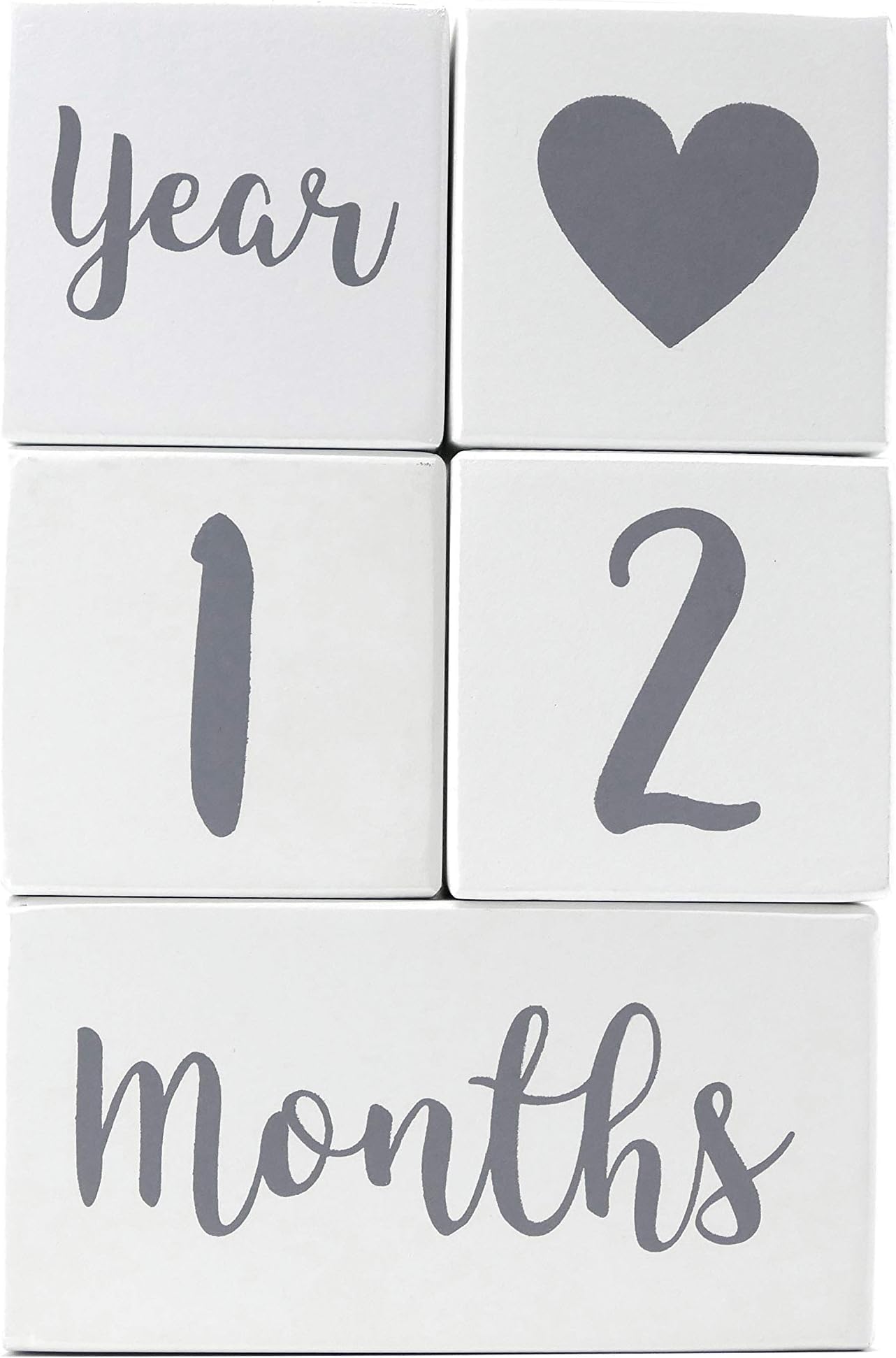 Baby Milestone Blocks 5 Piece Premium Solid Wood Age Block Set Perfect Baby Shower Gift and Keepsake for Photo Sharing Pregnancy Baby Newborn Toddler Weekly Monthly Yearly Age Boys Girls Photo Props