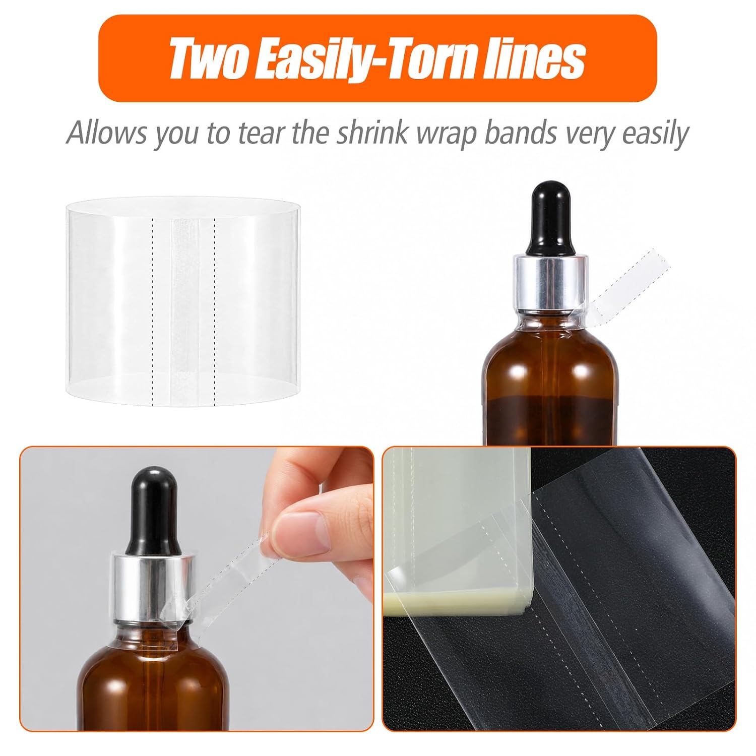 600pcs Shrink Wrap for Bottles, Bands & Jars, 1.8x1.6 Inch, Clear