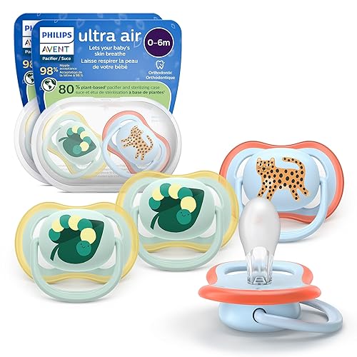 Philips Avent Ultra Air - Chupetes con diseño ortodóntico, para bebés de 0 a 6 meses, tetina de silicona suave simétrica, sin BPA, 2 estuches de