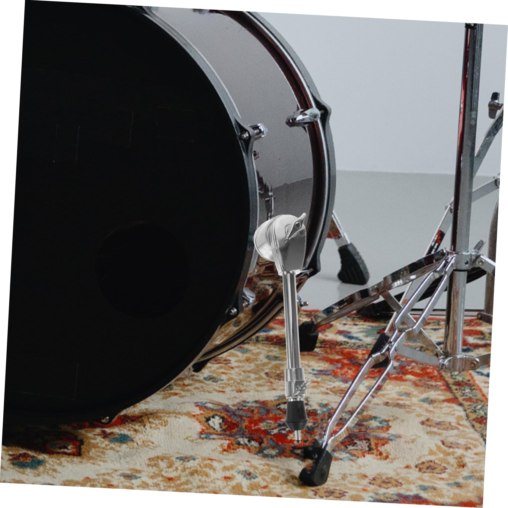 Totority Drum Set Parts and Accessories 2 Pack Silver Metal Drum Legs Adjustable Spurs Anti-slip Base for Drum Support Legs