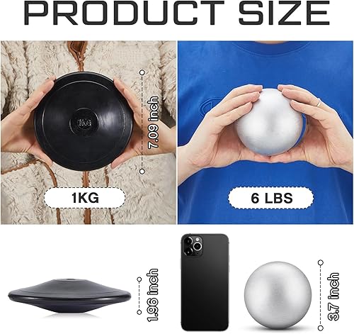 Miniatura 10 de Deekin 2 unidades de disco de goma de 2.2 lbs de tiro negro para la escuela, pista y campo, discos de hierro para niños y niñas, práctica al aire