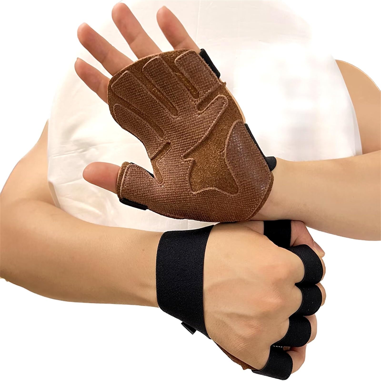 Guanti da palestra in pelle per sollevamento pesi da palestra con impugnatura imra con impugnatura imbottita sul palmo Guanti da allenamento per uomo Donna Sollevamento pesi Pull up Training