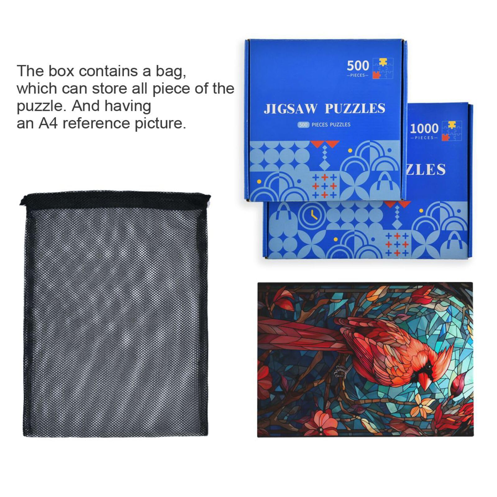 Cardinale puzzle per adulti 1000 pezzi, puzzle colorato con borsa in rete, puzzle educativi per l'apprendimento per regalo 2012553