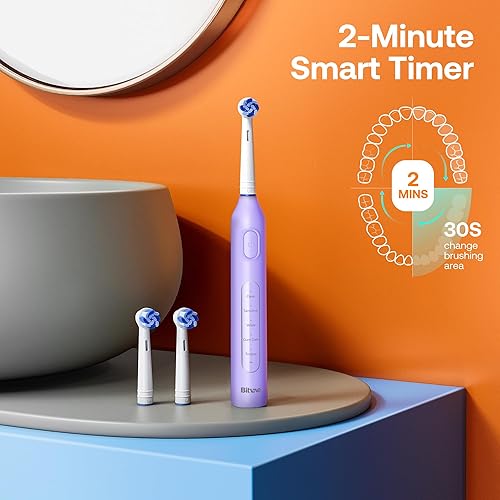 Miniatura 82 de Bitvae R2 - Cepillo de dientes eléctrico giratorio para adultos con 8 cabezales de cepillo, 5 modos de cepillo de dientes recargable con sensor