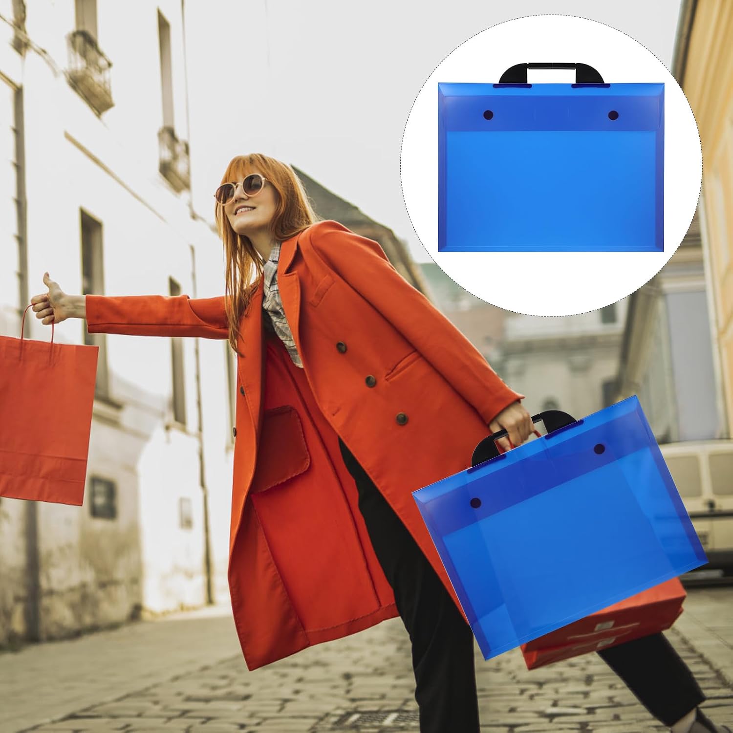 Alipis Portable A3 Art Portfolio Bag Blue with Handle, Waterproof Artwork Storage Folder for Artists and Students, Lightweight Portable File Portfolio for Outdoor Drawing and Sketch