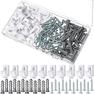 Down Wall Clip Closet Shelves Clips Wire Shelf Loop Clips Plastic Wire Wall Shelf Clips Screws and Expansion Tubes for Wir...