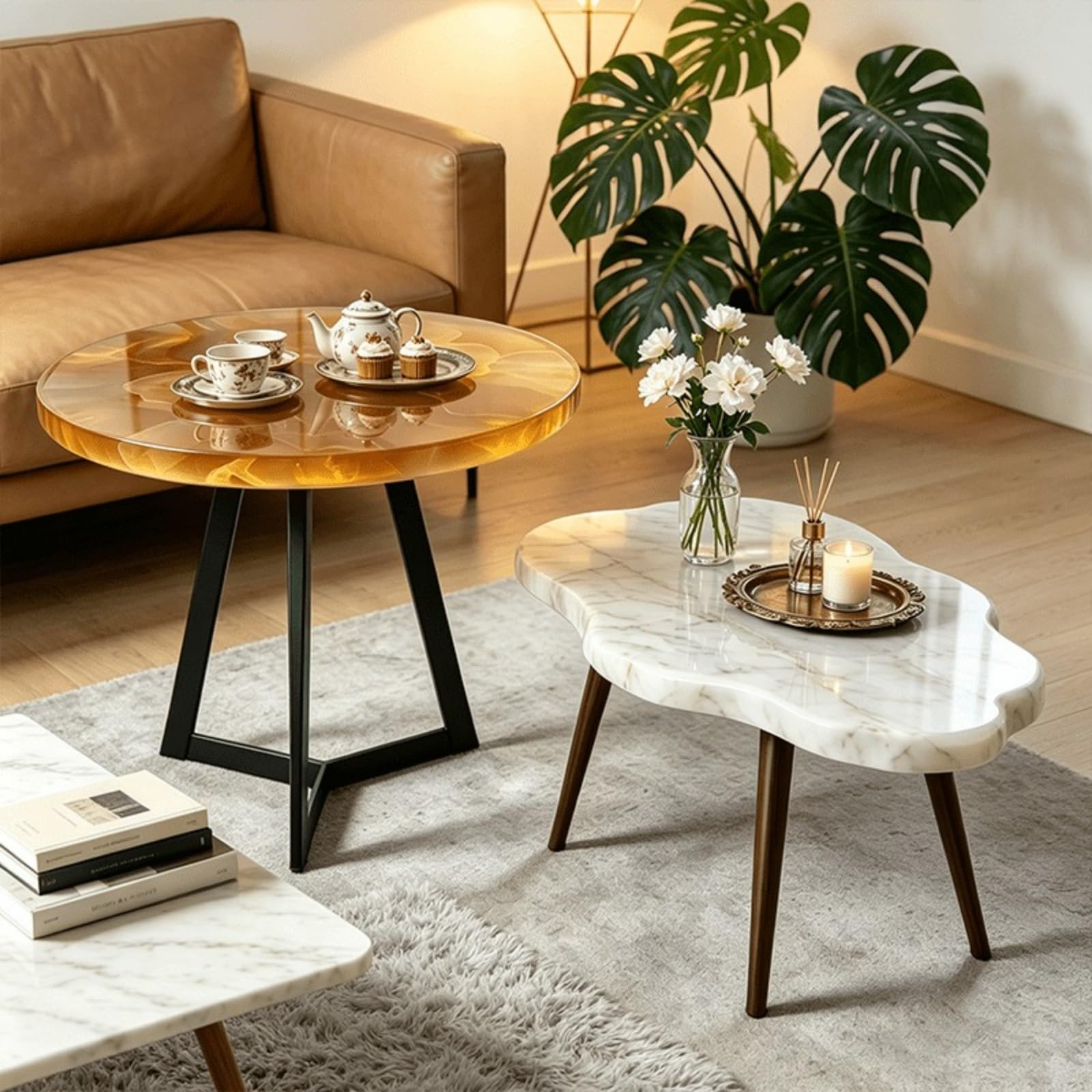 Epoxidharz-Formen-Set, 61 cm Wolkenform und 50,8 cm, rund, Flusstisch, große Tisch-Harzform für DIY-Epoxid-Handwerk, Charcuterie-Brett, Couchtisch, Schneidebrett, 2 Stück
