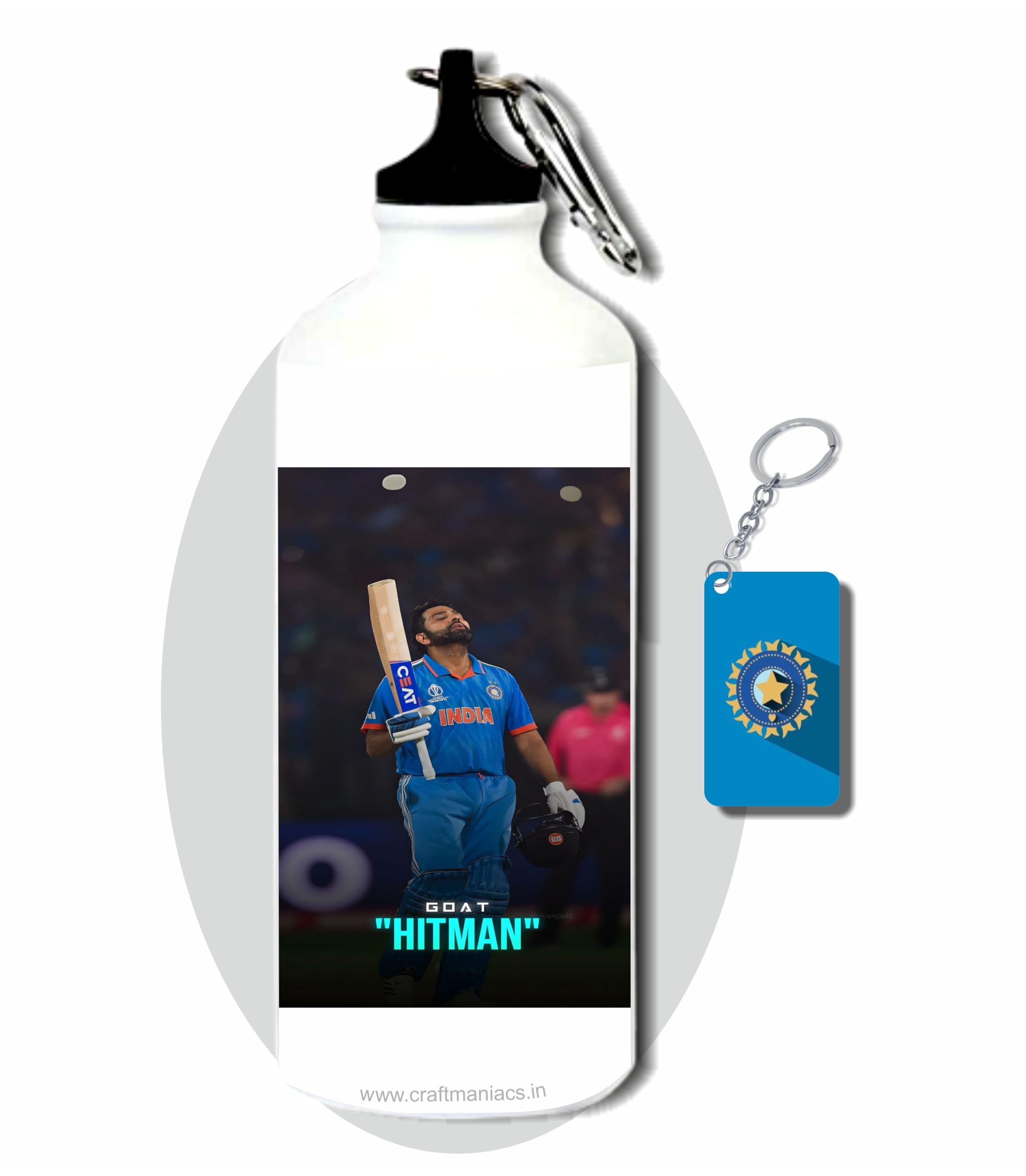 CRAFT MANIACS Rohit Invincible Sharma 600 ML BPA & Lead Free Sipper Bottle & Cricket Keychain Best HD Print Sipper For Cricket Lovers-image-34