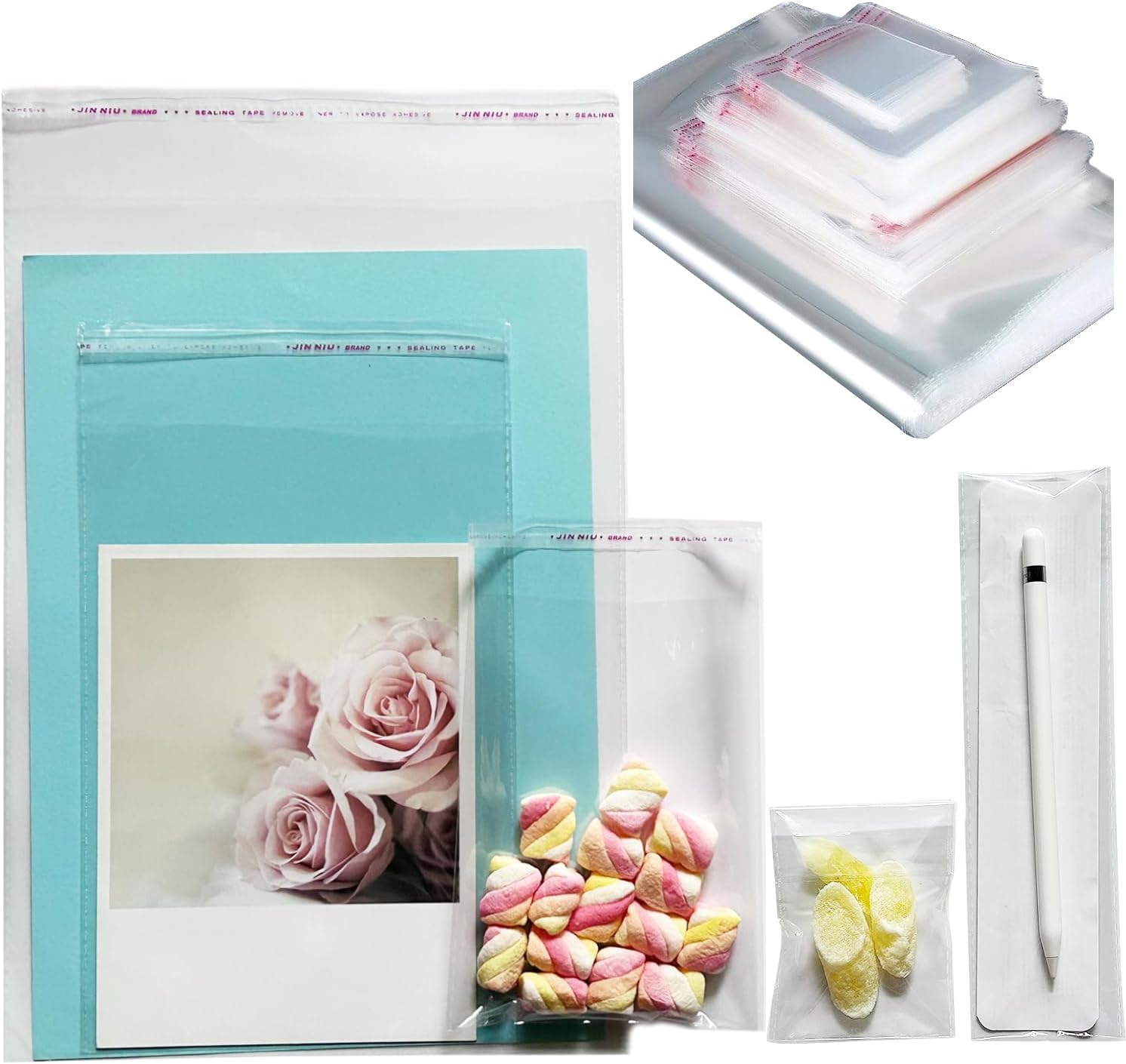 Flimflim Cellophane Bags fit A4 File, 9x12.5 inches Cello Bags 100pcs Clear Display Bags Gift