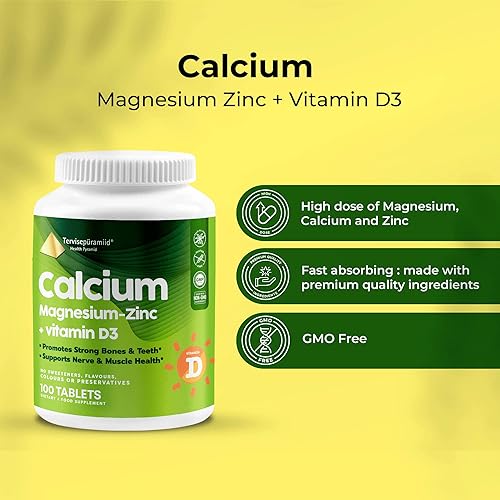 Miniatura 2 de Health Pyramid Calcio Magnesio Zinc con vitamina D3 Suplemento para huesos y dientes fuertes Cal Mag Zinc apoya la salud nerviosa y muscular 100