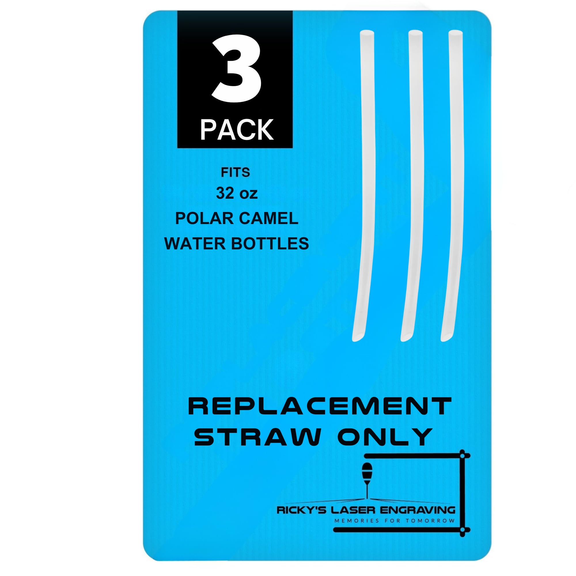 Polar Camel Replacement Straws, 30/32 oz Water Bottle Compatible, White, 3-Pack
