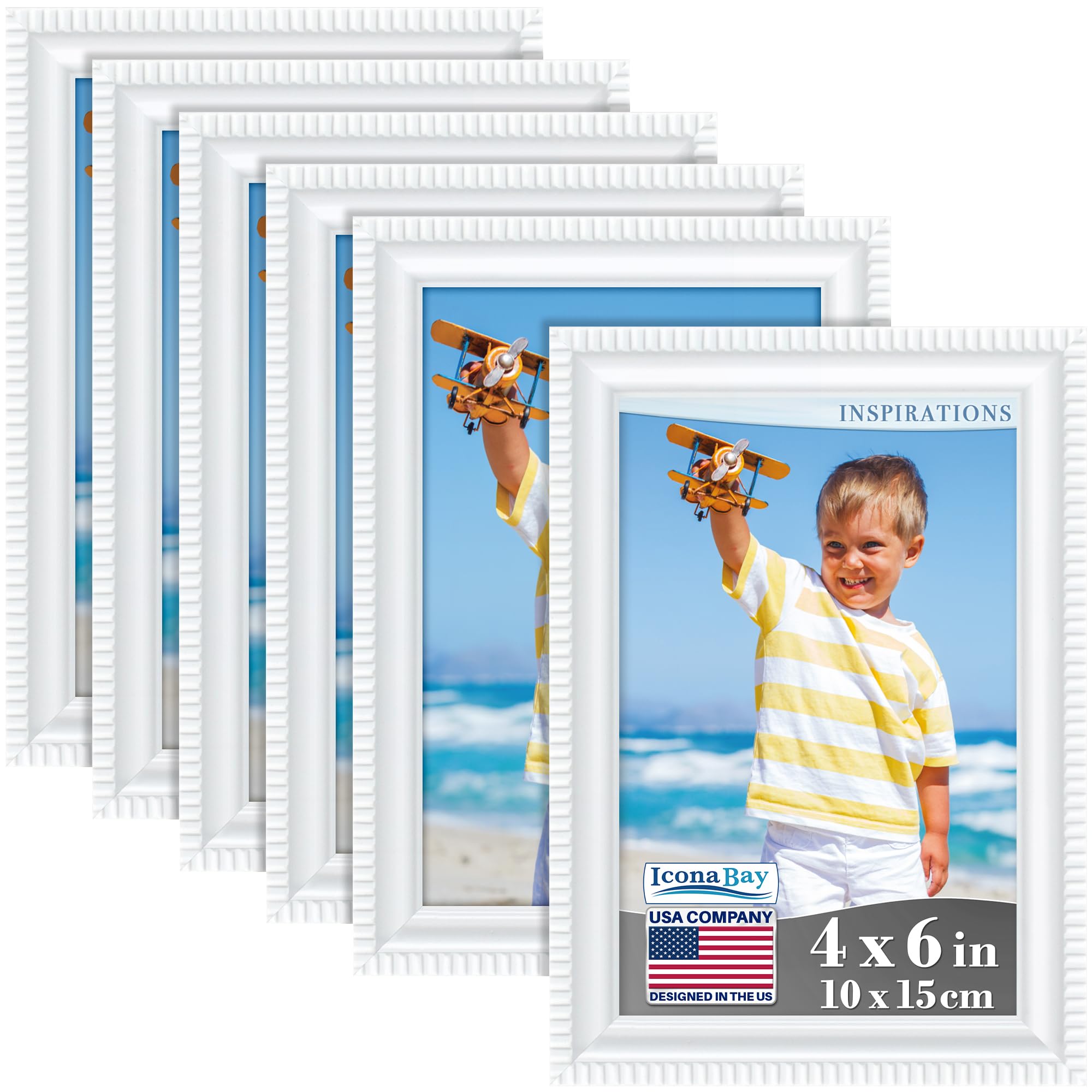 Cadres photo 10x15 cm blancs lot de 6 cadre mural et à poser Icona Bay