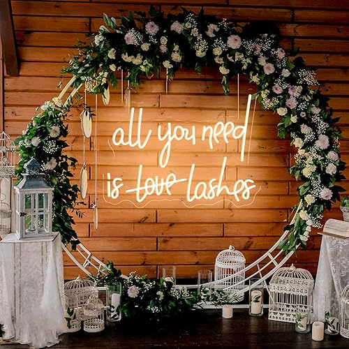 Miniatura 3 de Letrero de neón con texto en inglés «All You Need Is Lashes» (Todo lo que necesitas es pestañas) - Decoración de pared para el hogar, letreros de