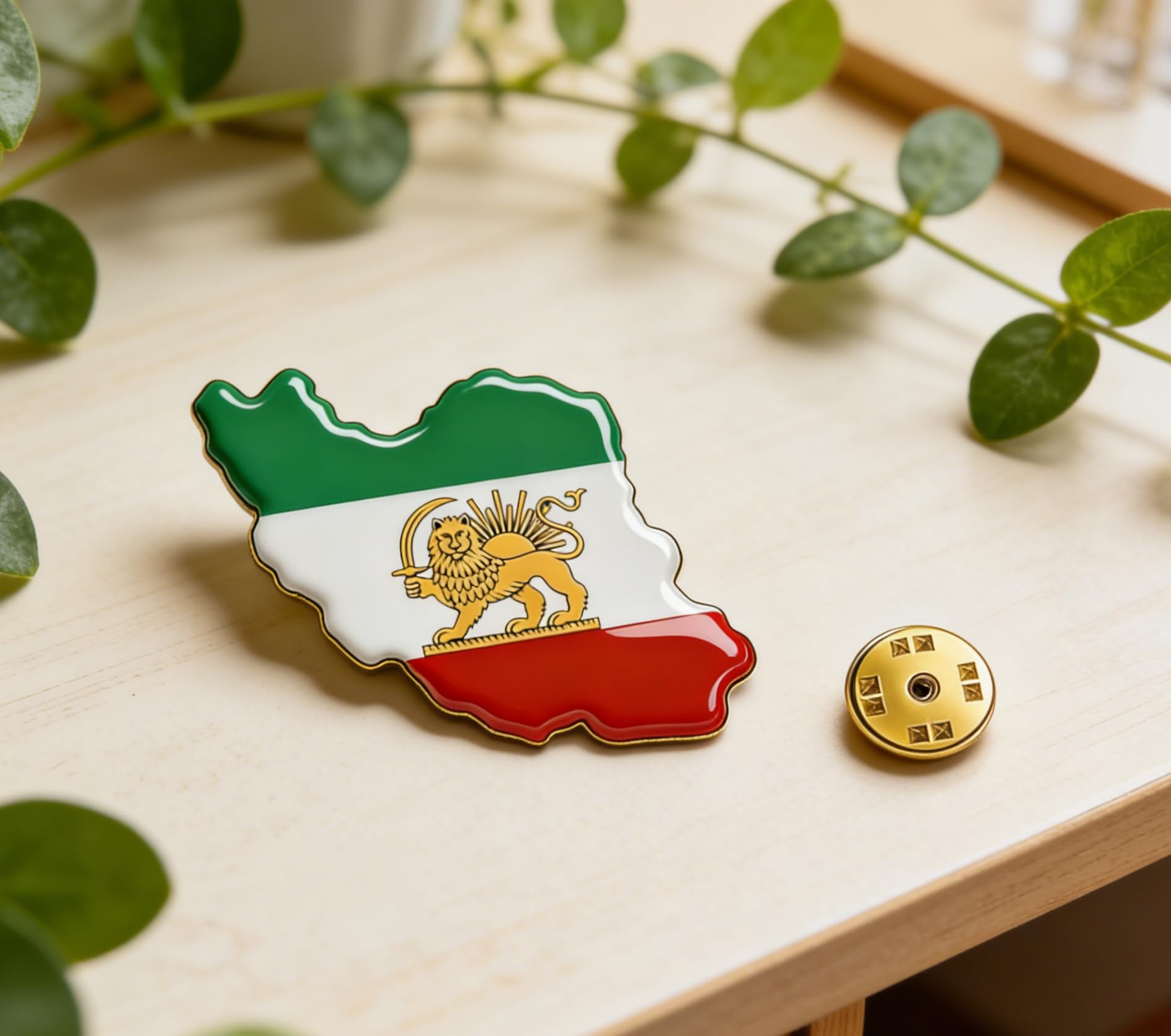 Amaxer Persien Iran Löwe und Sonne Flagge Emaille Brosche Revers Pins Old Persisch Iranische Löwe Sonne und Krone Pin Schmuck Statement Rucksack Abzeichen Tasche Dekoration Zubehör - 4