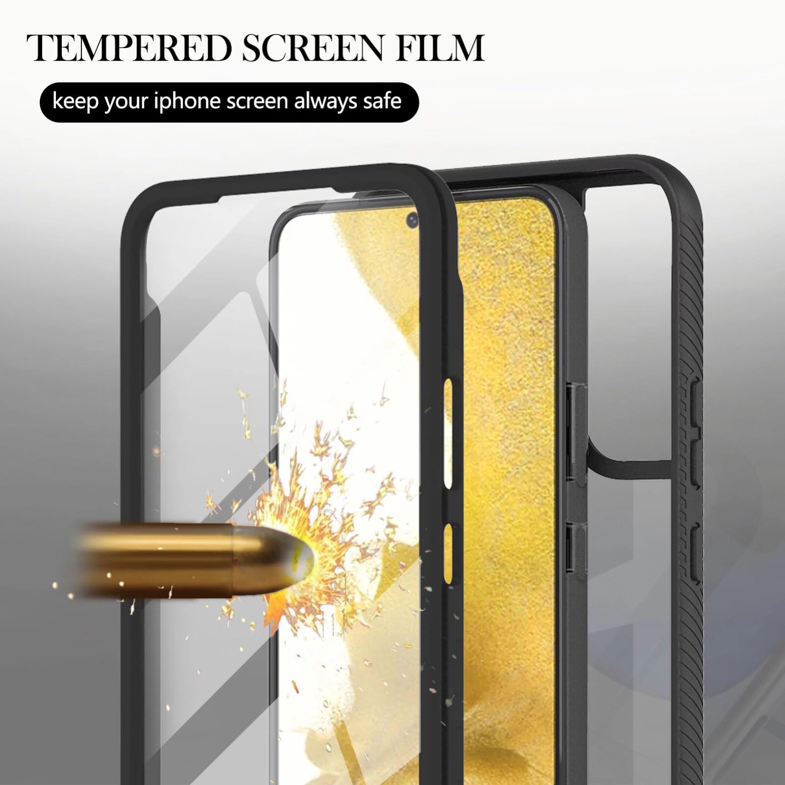 Lvnarery For iPhone 16 Case with Built-in Screen Protector Military Grade Shockproof Clear Cover 360° Full Body Protective Rugged Bumper Phone Case for iPhone 16 Black - Image 3