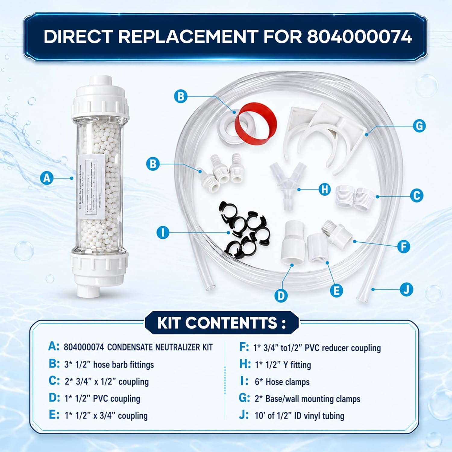 804000074 Condensate Neutralizer Kit, Compatible with Rinnai High-Efficiency Boilers & Tankless Heaters, Acidic Condensate Neutralizer to Prevent Pipeline Corrosion